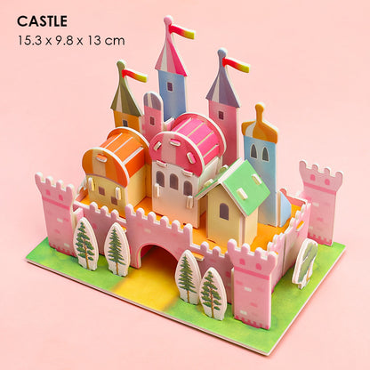 Puzzle DIY 3D Castle Farm Zoo Foam Mainan Edukasi Anak
