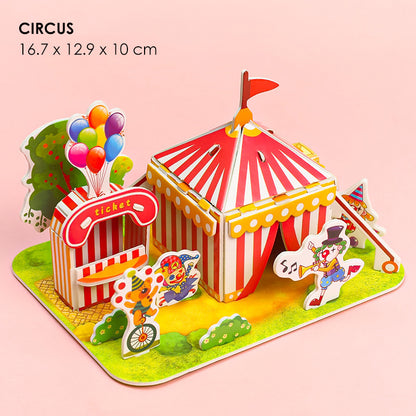 Puzzle DIY 3D Castle Farm Zoo Foam Mainan Edukasi Anak