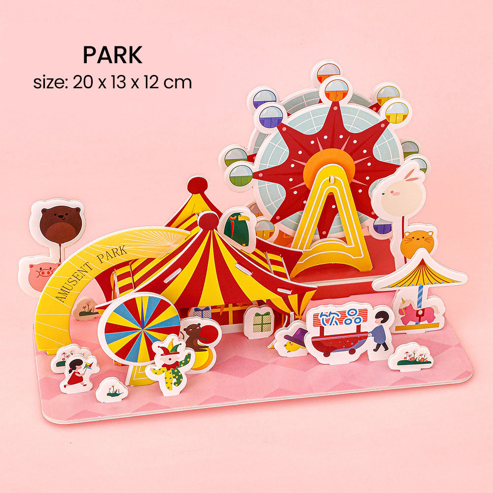 Puzzle DIY 3D Castle Farm Zoo Foam Mainan Edukasi Anak