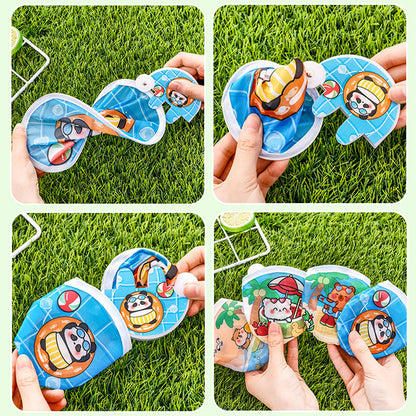 Kipas Tangan Lipat Bulat Tas Mini Folding Fan Portable Karakter Lucu