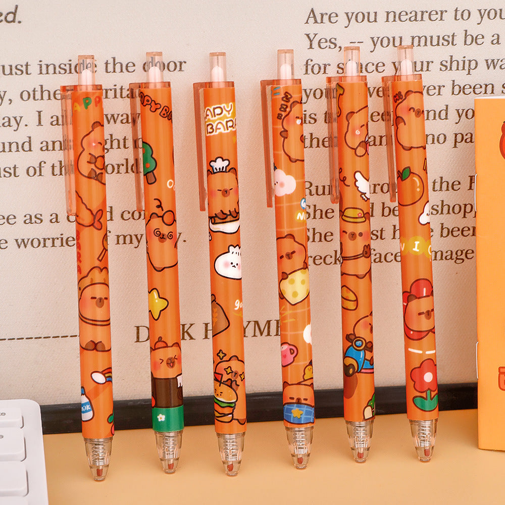 Pulpen Capybara Bolpoin Gel Pen Mekanik Cetek Karakter Capybara Lucu 0.5mm DCA1955