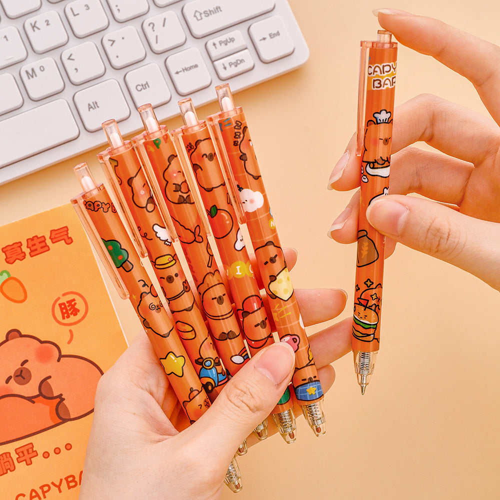 Pulpen Capybara Bolpoin Gel Pen Mekanik Cetek Karakter Capybara Lucu 0.5mm DCA1955