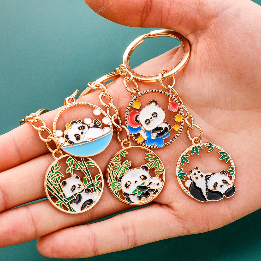 Gantungan Kunci HP Panda Lucu Bamboo Daun Keychain China Ganci Mobil Pendant
