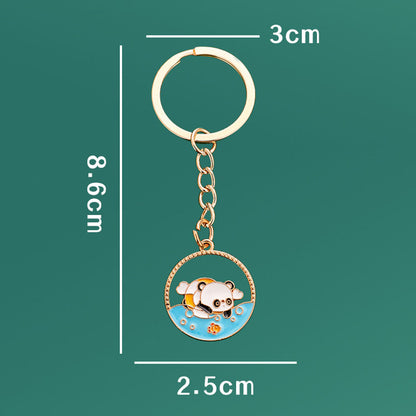 Gantungan Kunci HP Panda Lucu Bamboo Daun Keychain China Ganci Mobil Pendant