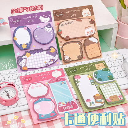 Sticky Notes Set 3 Pcs Catatan Kecil Mini Memo Pad Lucu Motif Karakter Lucu