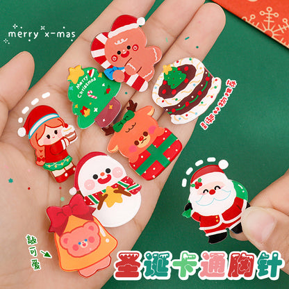 Pin Aksesoris Akrilik Karakter Natal Christmas Lucu Bros Baju Tas Fashion DCA2136