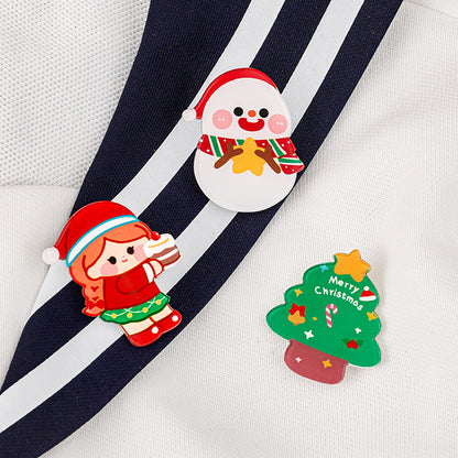 Pin Aksesoris Akrilik Karakter Natal Christmas Lucu Bros Baju Tas Fashion DCA2136