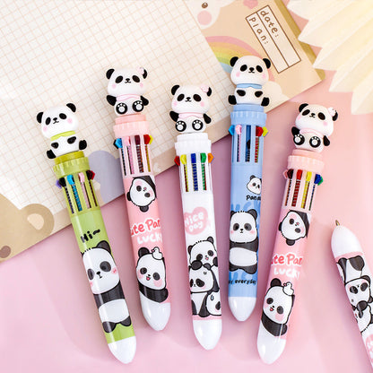 Bolpoin Pulpen Kombinasi 10 Warna Motif Karakter Panda Lucu DCA2191