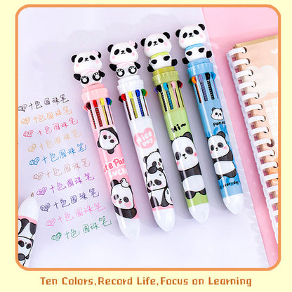 Bolpoin Pulpen Kombinasi 10 Warna Motif Karakter Panda Lucu DCA2191