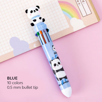 Bolpoin Pulpen Kombinasi 10 Warna Motif Karakter Panda Lucu DCA2191