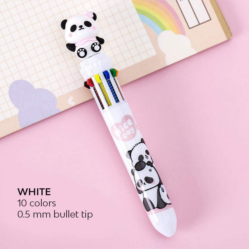 Bolpoin Pulpen Kombinasi 10 Warna Motif Karakter Panda Lucu DCA2191