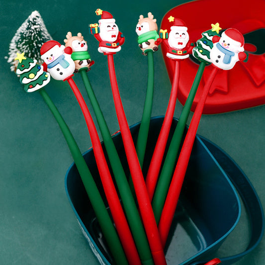 Pulpen Doodle Head Shake Gel Pen Goyang Lentur Elastis Bolpen Natal Christmas DCA2203