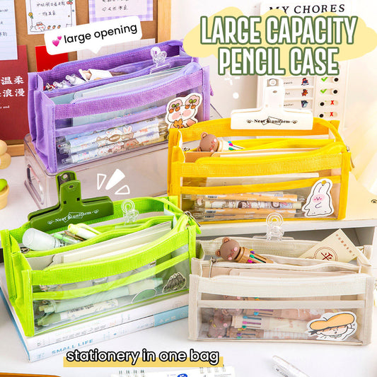 Kotak Tempat Pensil Transparan Aesthetic Pencil Case Kapasitas Besar DCA2323