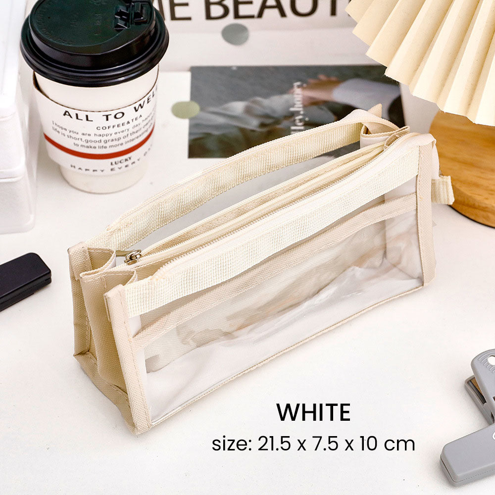 Kotak Tempat Pensil Transparan Aesthetic Pencil Case Kapasitas Besar DCA2323