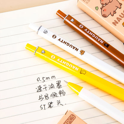 4 Pcs Pulpen Bolpoin Gel Pen Mekanik Cetek Karakter Capybara Lucu