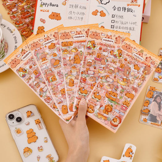 Stiker Capybara Sticker Karakter Kartun Set 6 Lembar DCA2407