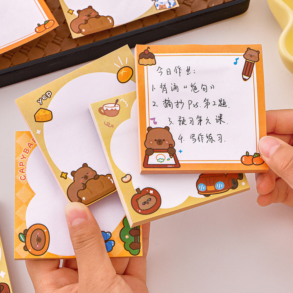Sticky Notes 50 Lembar Persegi Capybara Lucu Catatan Tempel Aesthetic DCA2469