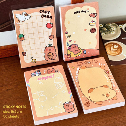 Sticky Notes 50 Lembar Persegi Capybara Lucu Catatan Tempel Aesthetic DCA2469