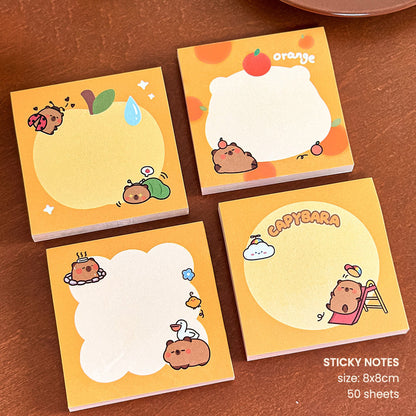 Sticky Notes 50 Lembar Persegi Capybara Lucu Catatan Tempel Aesthetic DCA2469