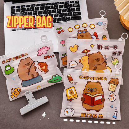 Zipper Bag Aesthetic Capybara Lucu Pouch Pensil Kosmetik Serbaguna DCA2477