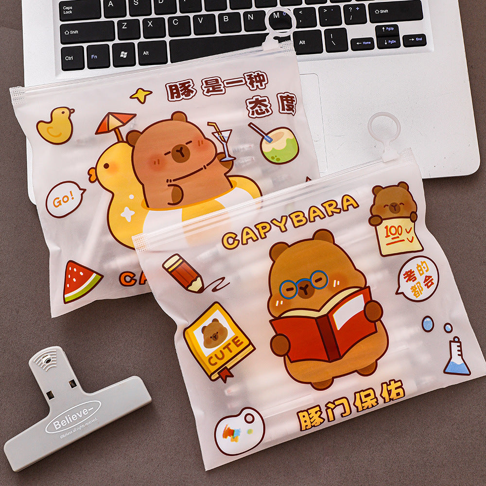Zipper Bag Aesthetic Capybara Lucu Pouch Pensil Kosmetik Serbaguna DCA2477