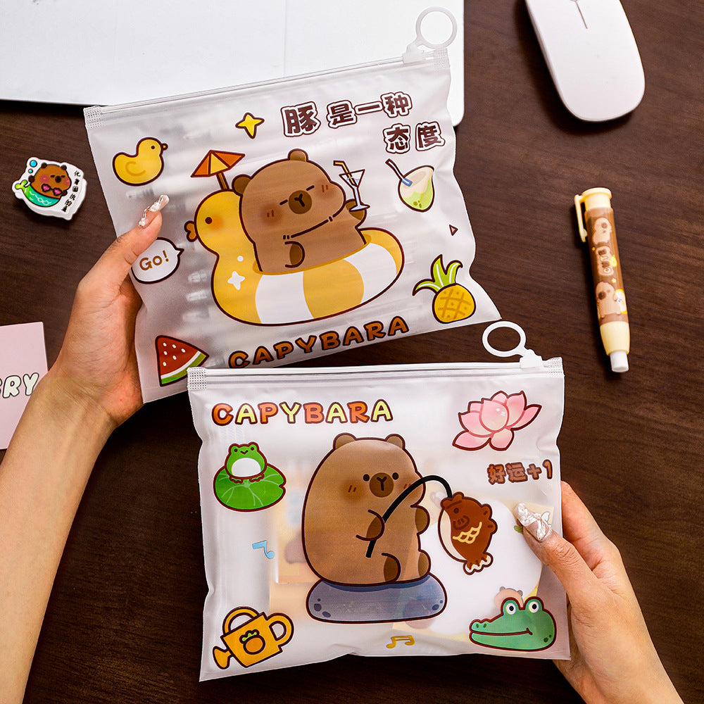Zipper Bag Aesthetic Capybara Lucu Pouch Pensil Kosmetik Serbaguna DCA2477