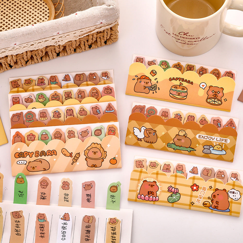 Sticky Notes Capybara 120 Lembar Capybara Lucu Kertas Memo Penanda Pembatas Buku DCA2587