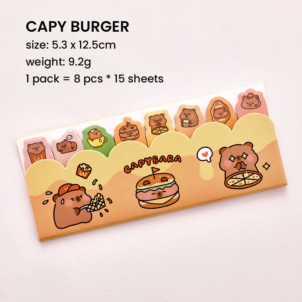 Sticky Notes Capybara 120 Lembar Capybara Lucu Kertas Memo Penanda Pembatas Buku DCA2587