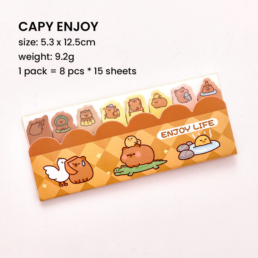 Sticky Notes Capybara 120 Lembar Capybara Lucu Kertas Memo Penanda Pembatas Buku DCA2587