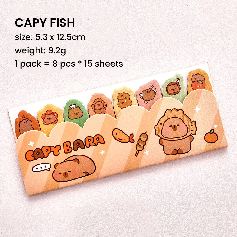 Sticky Notes Capybara 120 Lembar Capybara Lucu Kertas Memo Penanda Pembatas Buku DCA2587