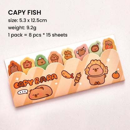 Sticky Notes Capybara 120 Lembar Capybara Lucu Kertas Memo Penanda Pembatas Buku DCA2587
