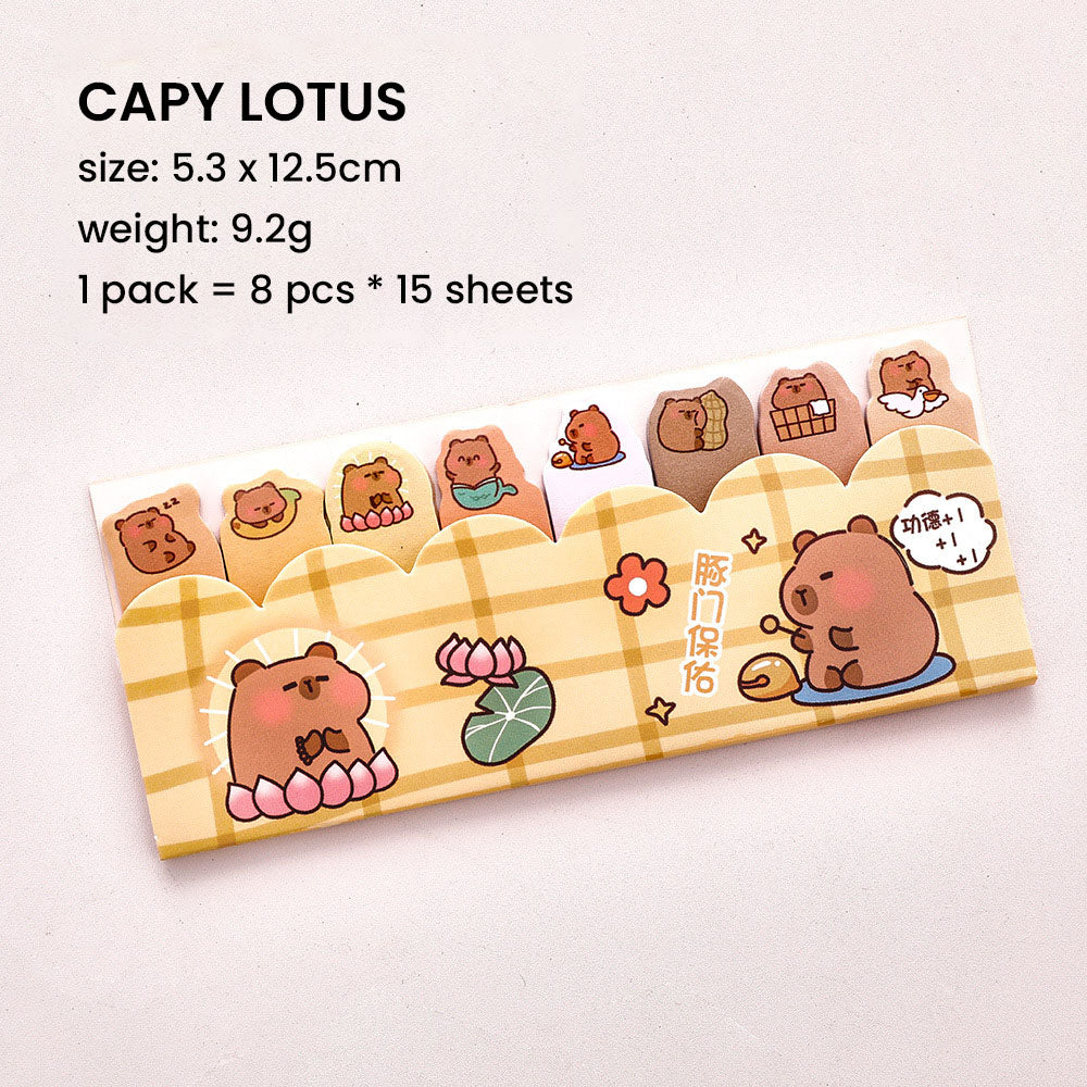 Sticky Notes Capybara 120 Lembar Capybara Lucu Kertas Memo Penanda Pembatas Buku DCA2587