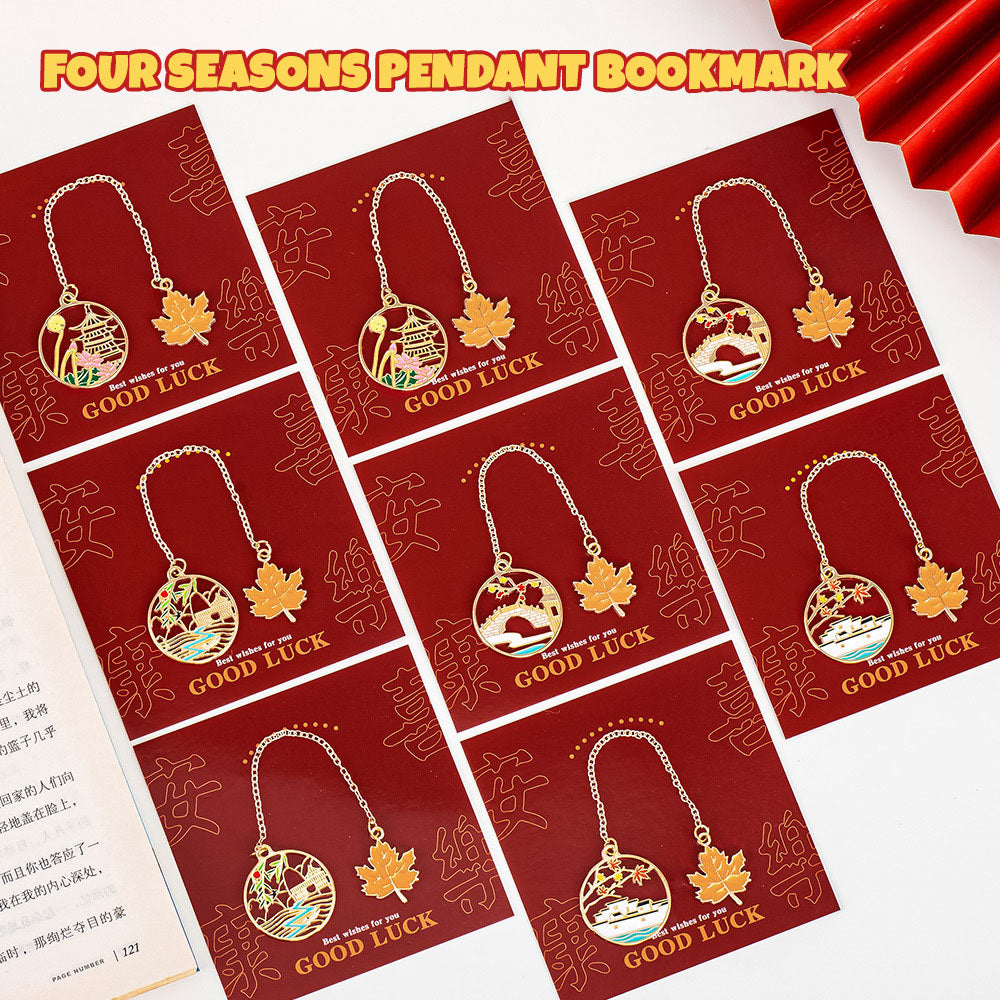 Pembatas Buku Gaya Korea Paper Clip Liontin Metal 4 Musim Souvenir Stationery
