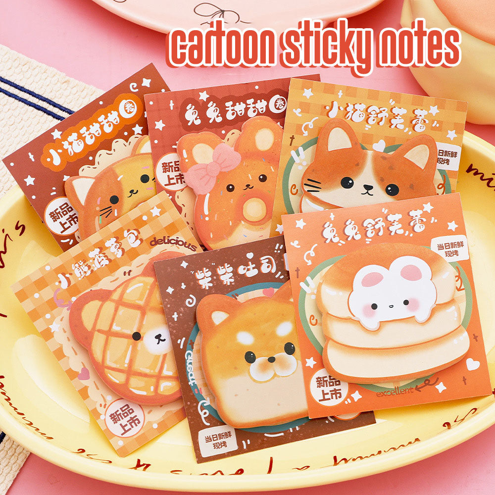 Sticky Notes 30 Lembar Hewan Roti Snack Capybara Lucu Catatan Tempel Aesthetic