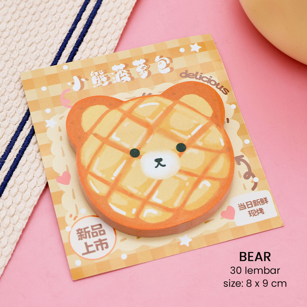 Sticky Notes 30 Lembar Hewan Roti Snack Capybara Lucu Catatan Tempel Aesthetic