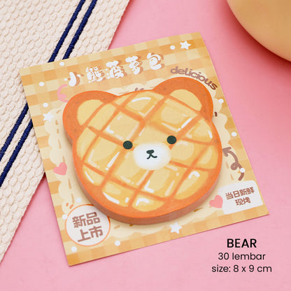 Sticky Notes 30 Lembar Hewan Roti Snack Capybara Lucu Catatan Tempel Aesthetic