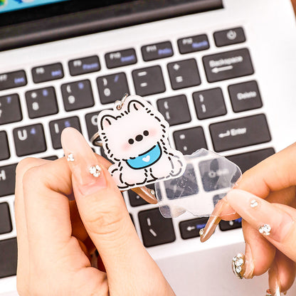 Gantungan Kunci Kartun Anjing Putih White Dog Terrier Lucu Akrilik UV Print Keychain Acrylic Ganci DCA2834