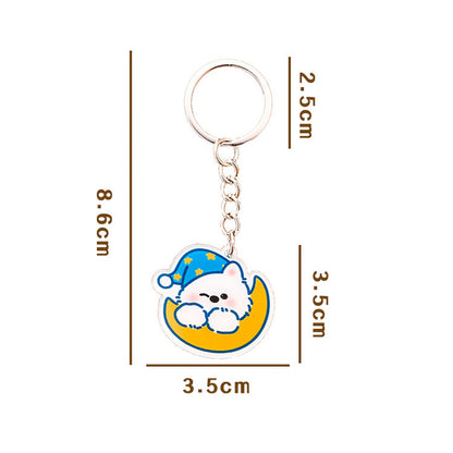 Gantungan Kunci Kartun Anjing Putih White Dog Terrier Lucu Akrilik UV Print Keychain Acrylic Ganci DCA2834