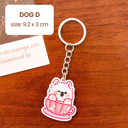 Gantungan Kunci Kartun Anjing Putih White Dog Terrier Lucu Akrilik UV Print Keychain Acrylic Ganci DCA2834