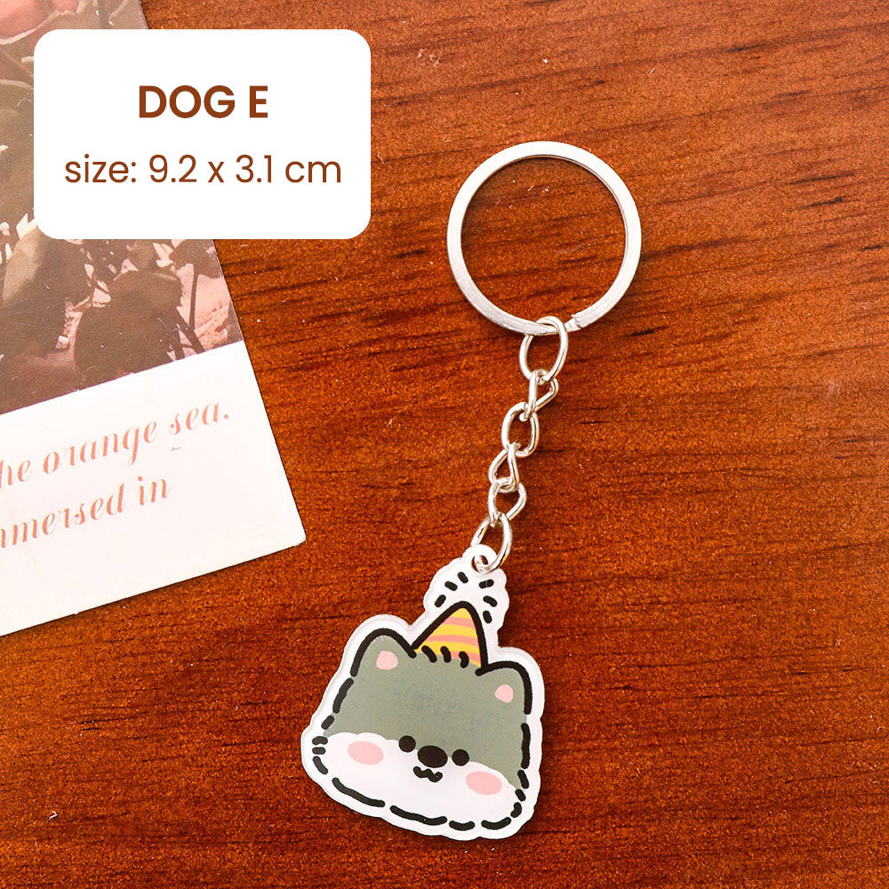 Gantungan Kunci Kartun Anjing Putih White Dog Terrier Lucu Akrilik UV Print Keychain Acrylic Ganci DCA2834