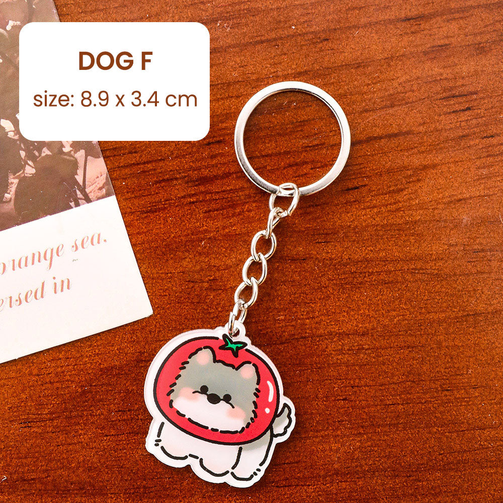 Gantungan Kunci Kartun Anjing Putih White Dog Terrier Lucu Akrilik UV Print Keychain Acrylic Ganci DCA2834