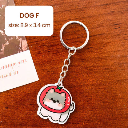 Gantungan Kunci Kartun Anjing Putih White Dog Terrier Lucu Akrilik UV Print Keychain Acrylic Ganci DCA2834