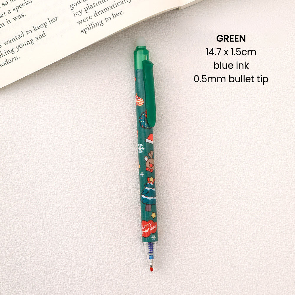 Pulpen Mekanik Natal Bolpoin Christmas Erasable Pen Souvenir Alat Tulis Stationery DCA2840