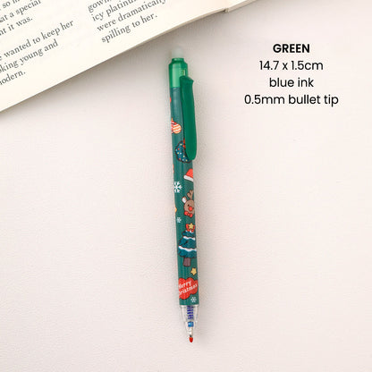 Pulpen Mekanik Natal Bolpoin Christmas Erasable Pen Souvenir Alat Tulis Stationery DCA2840