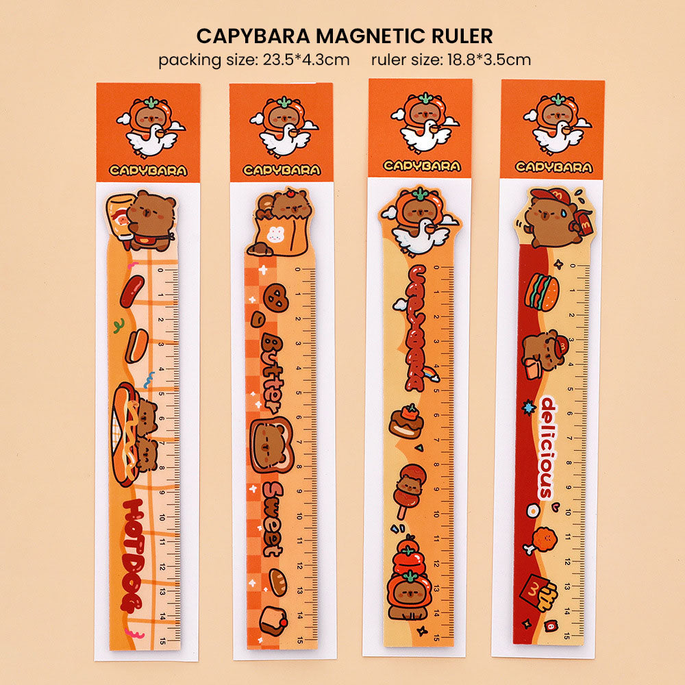 Penggaris Magnet Kartun Capybara 15cm Ruler Bookmark Cute Stationery DCA2915