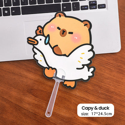 Kipas Tangan Karakter Kartun Lucu Hand Fan Cute Capybara Panda Animal Cartoon
