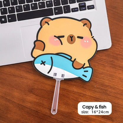 Kipas Tangan Karakter Kartun Lucu Hand Fan Cute Capybara Panda Animal Cartoon