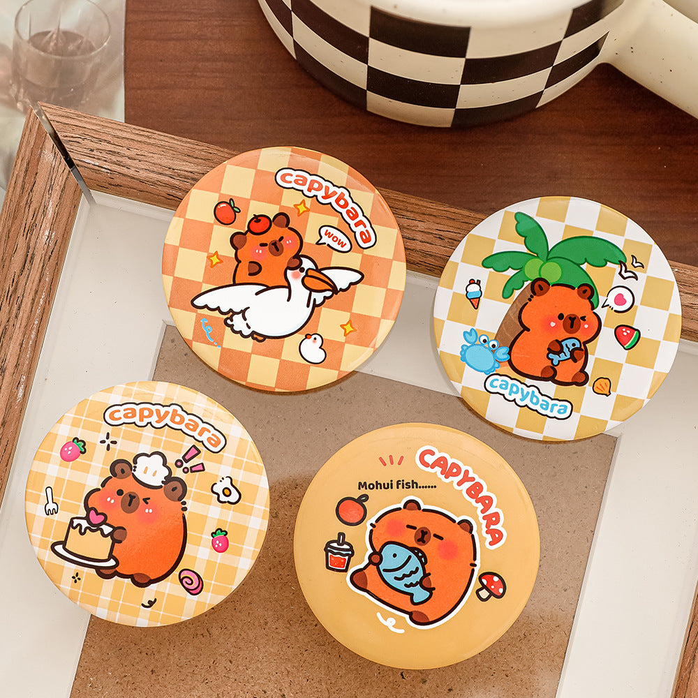Bros Pin Karakter Kartun Capybara White Dog Lucu Cute Brooch