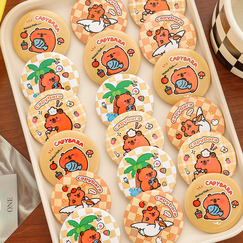 Bros Pin Karakter Kartun Capybara White Dog Lucu Cute Brooch