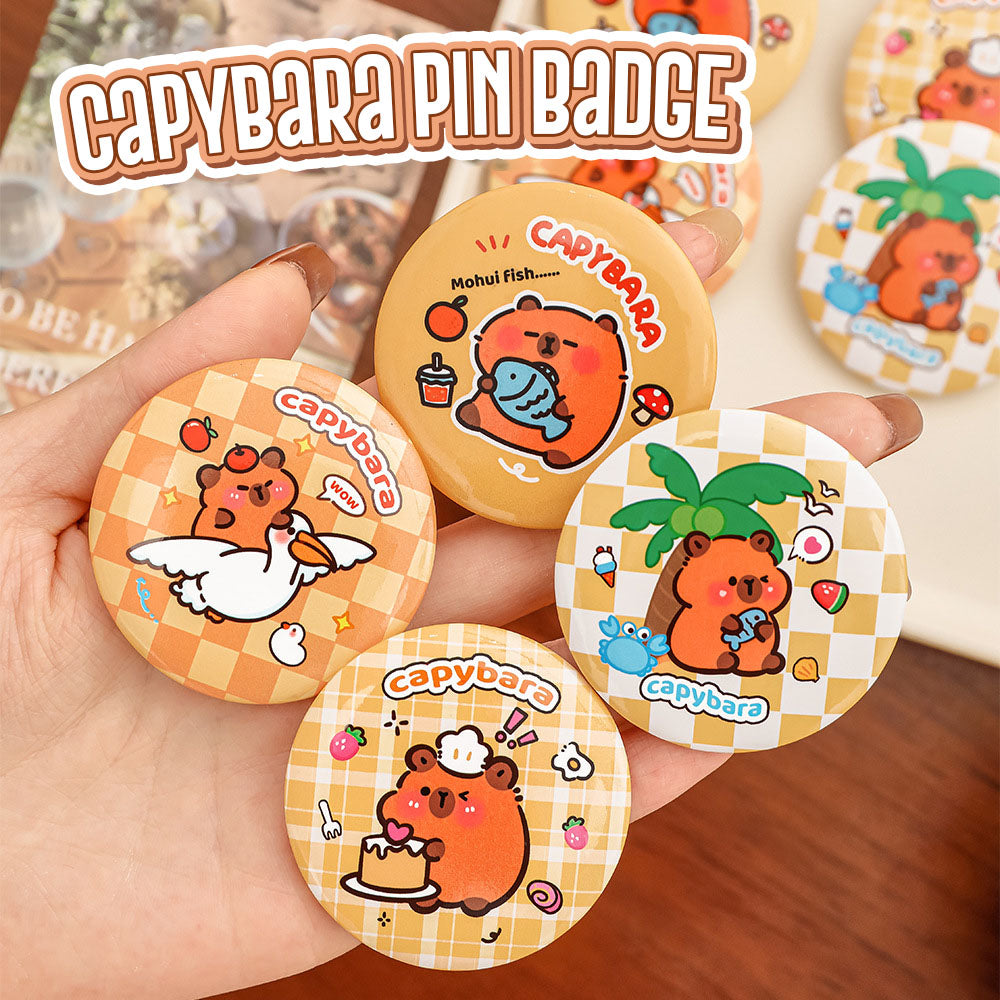 Bros Pin Karakter Kartun Capybara White Dog Lucu Cute Brooch
